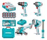 Kit 3 outils sans fil TOTAL TOSLI251195 20V Perceuse à percussion + Meuleuse + Marteau perforateur