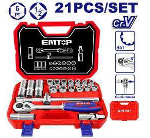 211 COMPOSITION DE 21 PCS DOUILLES 1/2 » ESKT12211