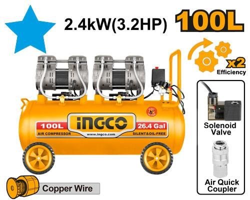 Compresseur Silencieux 100L 2x200W 3.2hp