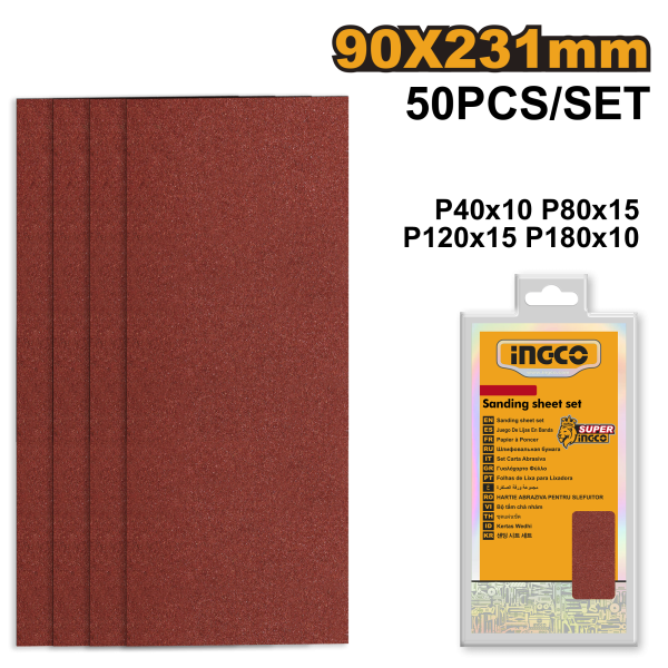 Jeu Feuilles Abrasives Poncage 50PCS 90*231mm NR