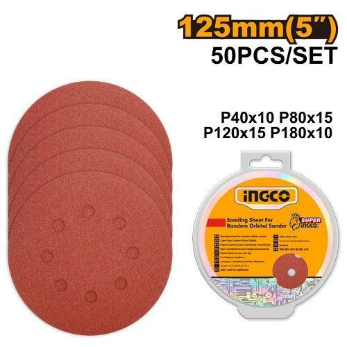 Jeu Des Feuilles Abrasives Ponceuse Orbitale 50PCS 125MM