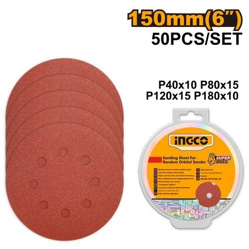 Jeu Des Feuilles Abrasives Ponceuse Orbitale 50PCS 150MM