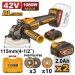 Meuleuse D’angle sans Fil 42v+2 Batteries