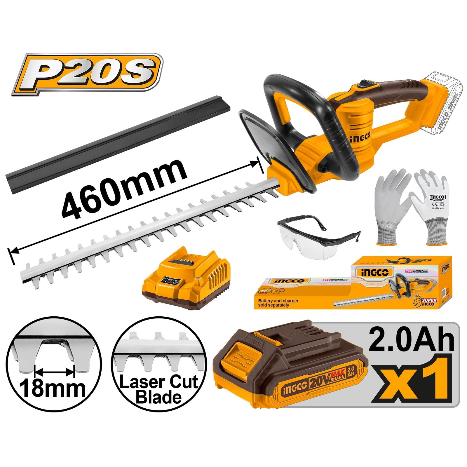 CHTLI20461 Taille-haie 20V + Batterie + Accessoires