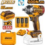 Boulonneuse à Choc 500NM sans Charbon 20v+2 Batteries si