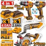 Pack de 4 Machines Perceuse+scie Circulaire+boulonneuse+multifonction