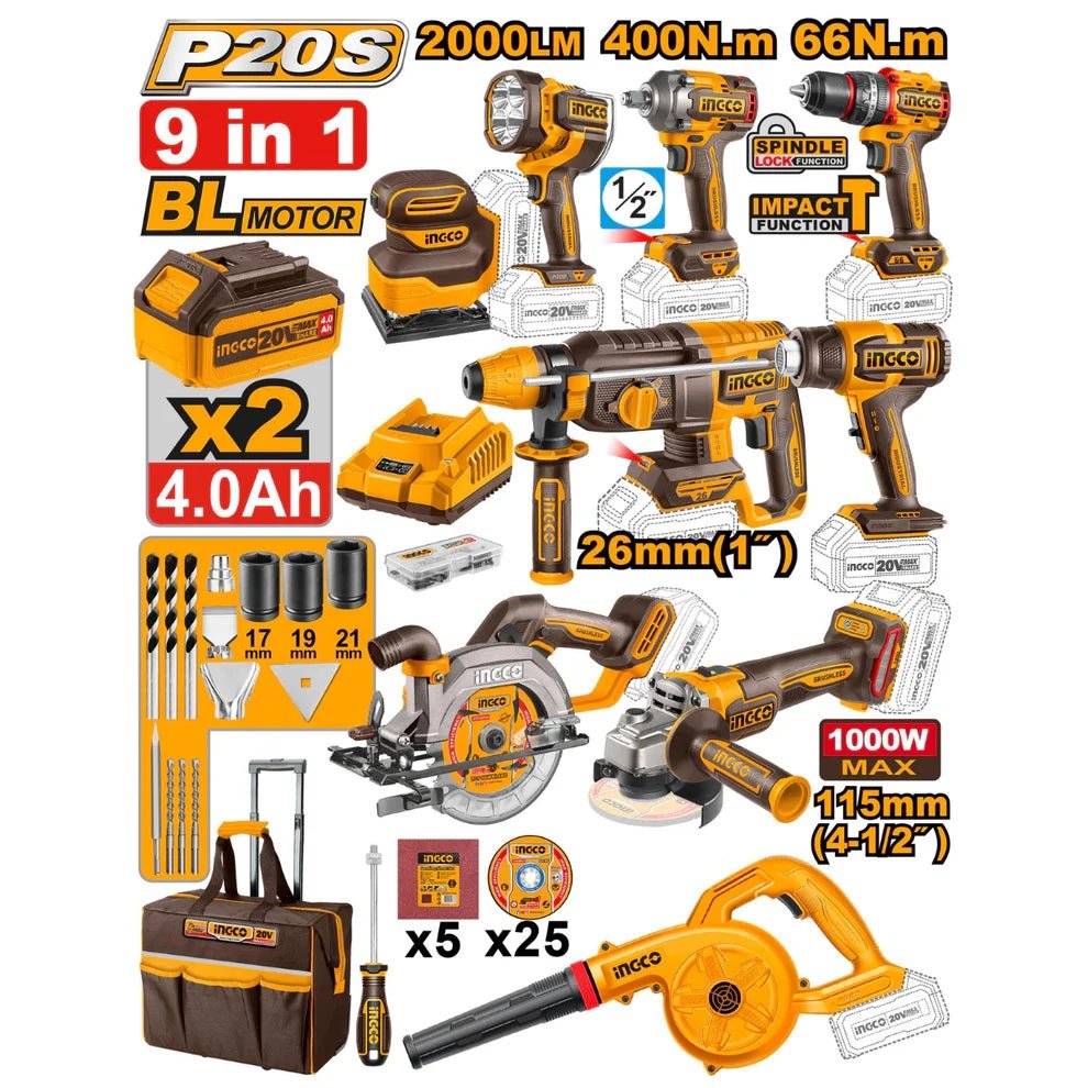 COSLI2503812 9 Pcs Kit Combo Industriel sans Fil