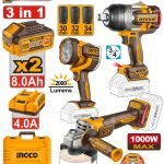 Pack Meuleuse+boulonneuse 1750N.m+torche+ 2batteries / 20v 8AH