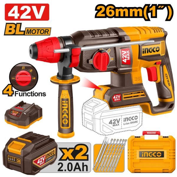 Marteau Perforateur 26MM 42V + 2 Batteries 2AH