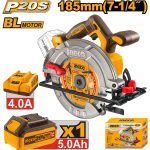 Scie Circulaire Brushless 20V + Bat 4AH + Chargeur