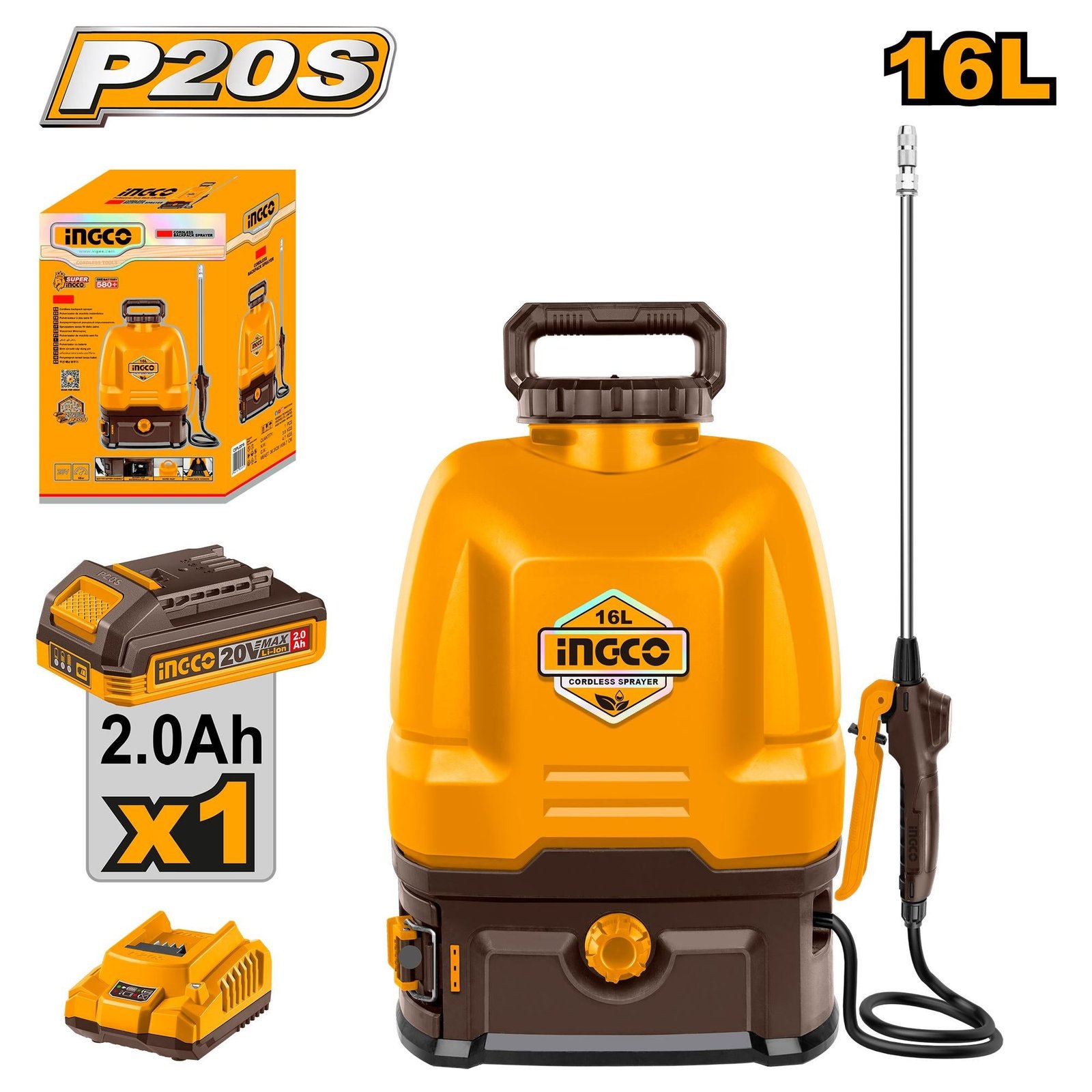 CSPLI20162 Pulverisateur a Dos 16L sans Fil