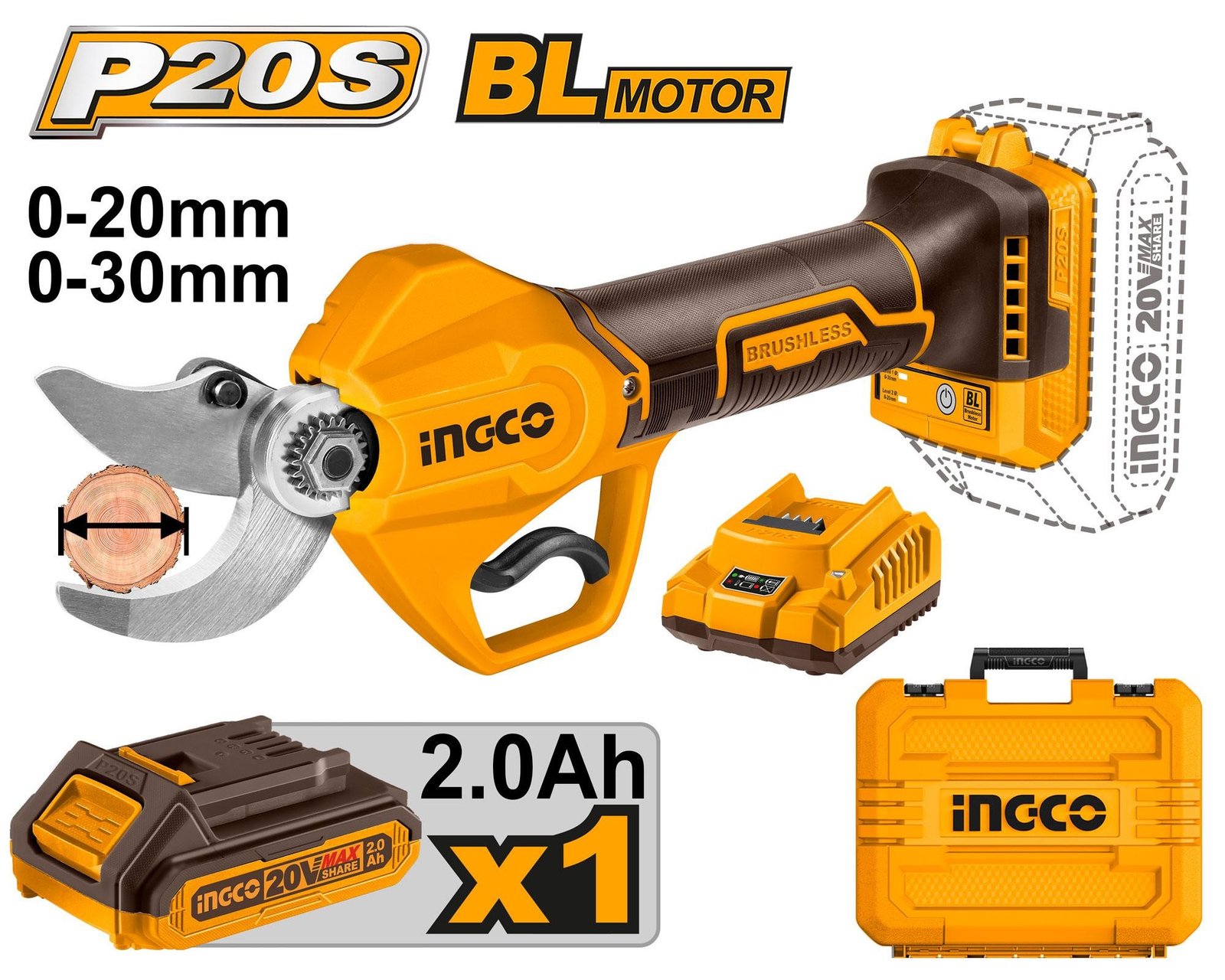 CSSLI203083 Cisaille Droite 20V 1 Batterie