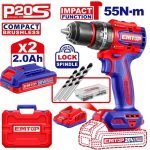 PERCEUSE/VISSEUSE À PERCUSION SANS FIL 20V 55NM + 2 BATTERIES 2.0AH ECIDL20558