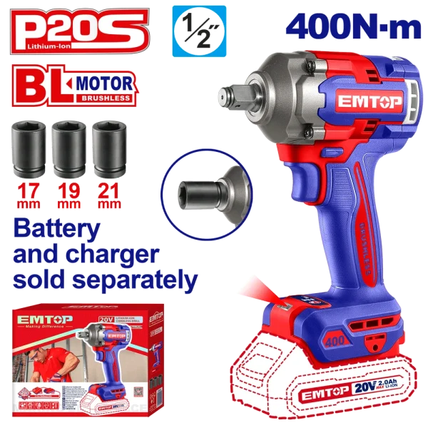 CLÉ À CHOCS 1/2″ SANS FIL 400NM + 2 BATTERIES 2.0AH ECIWL2040
