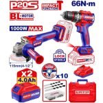 PACK PERCEUSE À PERCUSSION 66NM + MEULEUSE 115MM + 2 BATTERIES 4.0AH ECKL20273