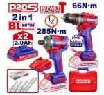PACK PERCEUSE À PERCUSSION 66NM + VISSEUSE À CHOC 285NM + 2 BATTERIES 2.0AH ECKL20277