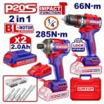PACK PERCEUSE À PERCUSSION 66NM + VISSEUSE À CHOC 285NM + 2 BATTERIES 2.0AH ECKL20277