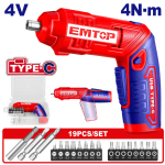 TOURNEVIS ÉLECTRIQUE SANS FIL 4V – TYPE C EMTOP ECSR0408