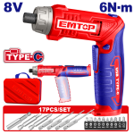 TOURNEVIS SANS FIL 8V 6Nm – TYPE C EMTOP ECSR0803