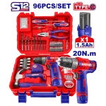 COFFRET VISSEUSE 12V AVEC 96 OUTILS & ACCESSOIRES EMTOP EEDK09601