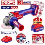 MEULEUSE 115MM 900W SANS FIL 20V + 1 BATTERIE 4.0AH ELAG261521
