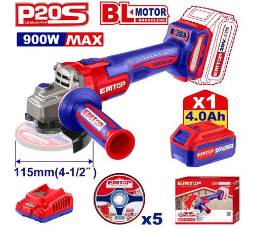 MEULEUSE 115MM 900W SANS FIL 20V + 1 BATTERIE 4.0AH ELAG261521