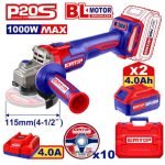 MEULEUSE 115MM 1000W SANS FIL 20V + 2 BATTERIES 4.0AH ELAG271532