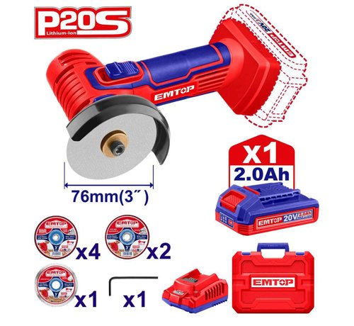 MINI MEULEUSE 76MM SANS FIL 20V + BATTERIE 2.0AH