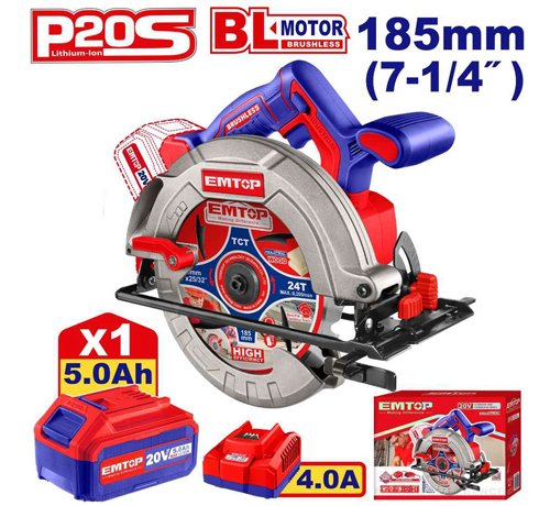 SCIE CIRCULAIRE 185MM SANS FIL 20V + BATTERIE 5.0AH