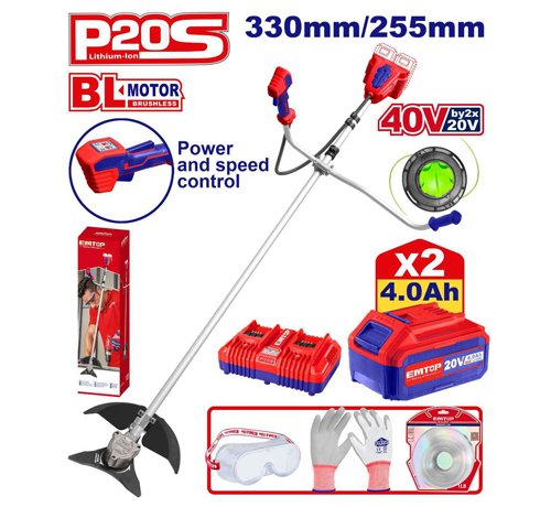 DÉBROUSSAILLEUSE SANS FIL + 2 BATTERIES 4.0AH ELMR202523