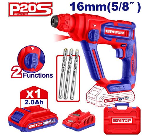 MARTEAU PERFORATEUR 16MM SANS FIL 20V + BATTERIE 2.0AH ELRH201681