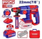 MARTEAU PERFORATEUR 22MM SANS FIL 20V + 1 BATTERIE 4.0AH ELRH202081