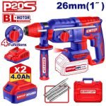MARTEAU PERFORATEUR 26MM SANS FIL 20V + 2 BATTERIES 4.0AH ELRH202682