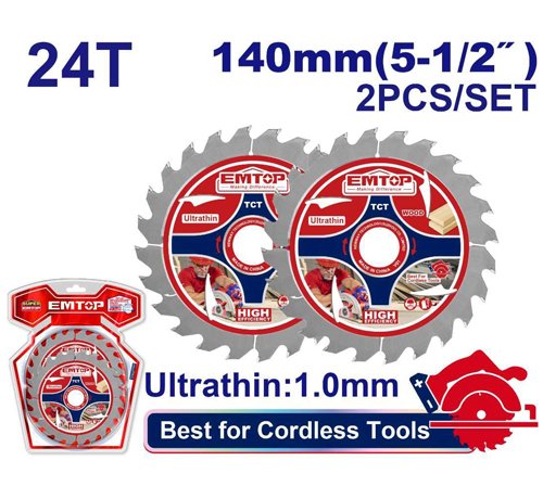 JEU DE LAMES DE SCIE 140MM – 24 DENTS ÉPAISSEUR 1MM ETCT1403