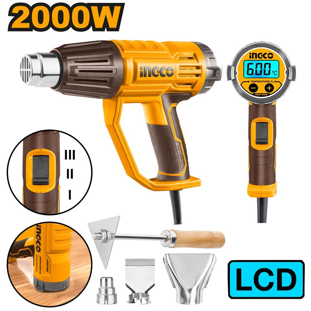 HG200058 Décapeur Thermique 2000W Lcd +3buses + 1RACLEUR si