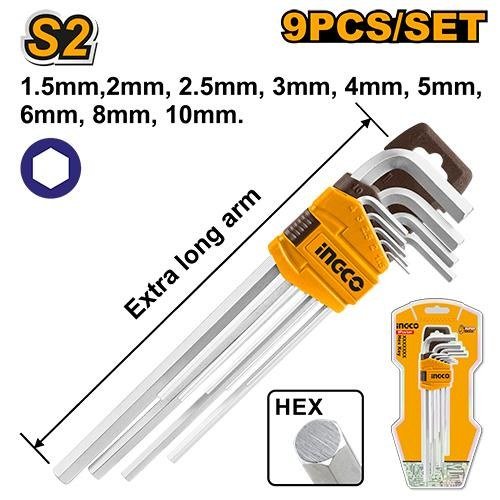 Cles Hex Extra Long Set de 9 Pieces 1.5-10mm