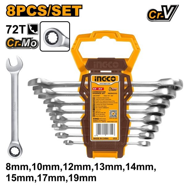 Jeu de 8 Cles a Cliquet 8MM a 19MM