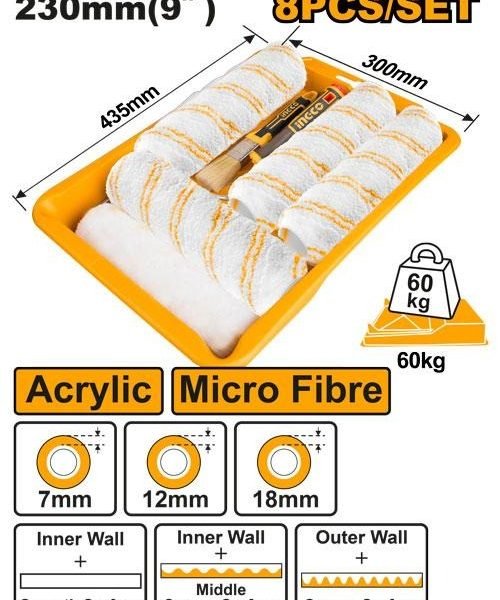 Set de 8 Pieces pour Rouleaux a Peinture