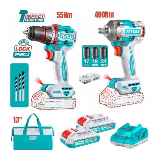 Pack visseuse 55N.m et Boulonneuse 400Nm 20V