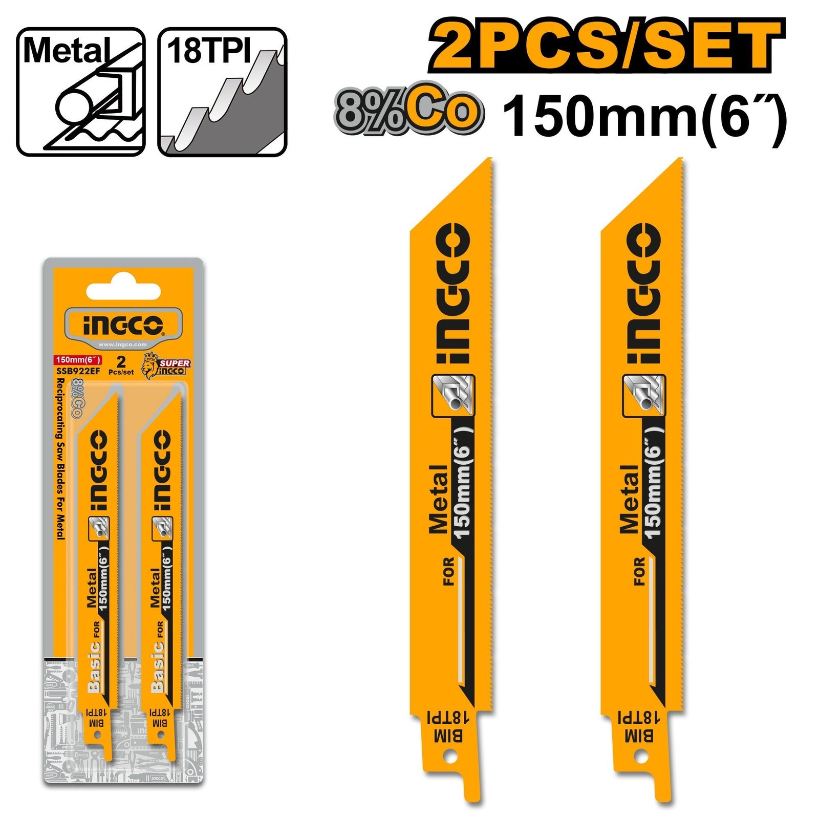 SSB922EF Lames pour Scie Sabre 2PCS Metal