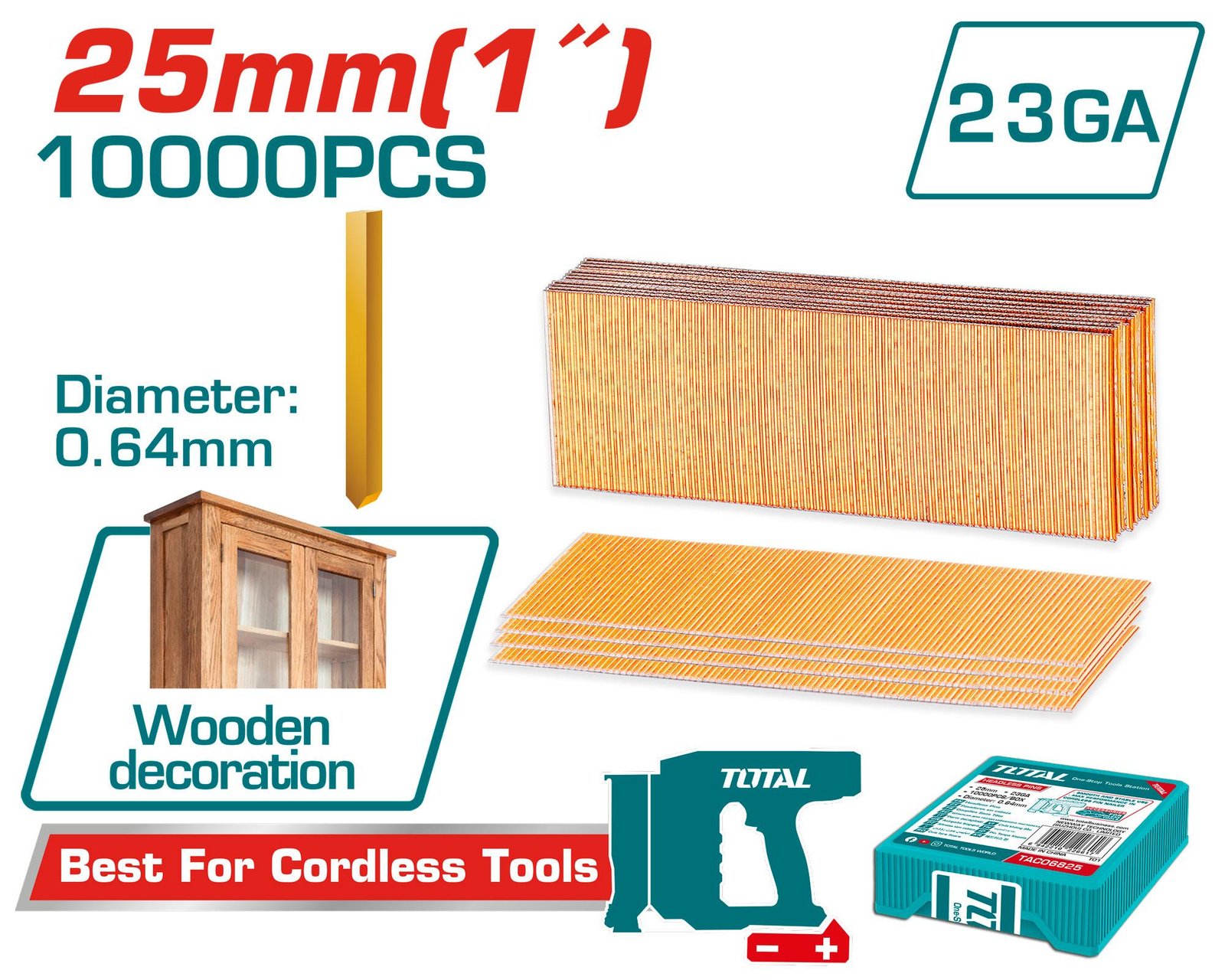TAC06825 Clous sans tête 25 mm TAC06825
