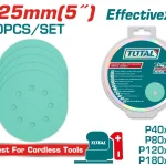 Feuilles abrasives pour ponceuse orbitale 125 mm TAC125050 – 50 pièces