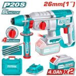 Marteau perforateur sans fil 20 V 26 mm 2,5 J avec 2 batteries 4,0 Ah et chargeur TRHLI202682.