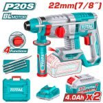 Marteau perforateur sans fil 20 V avec 2 batteries 4,0 Ah TRHLI212282