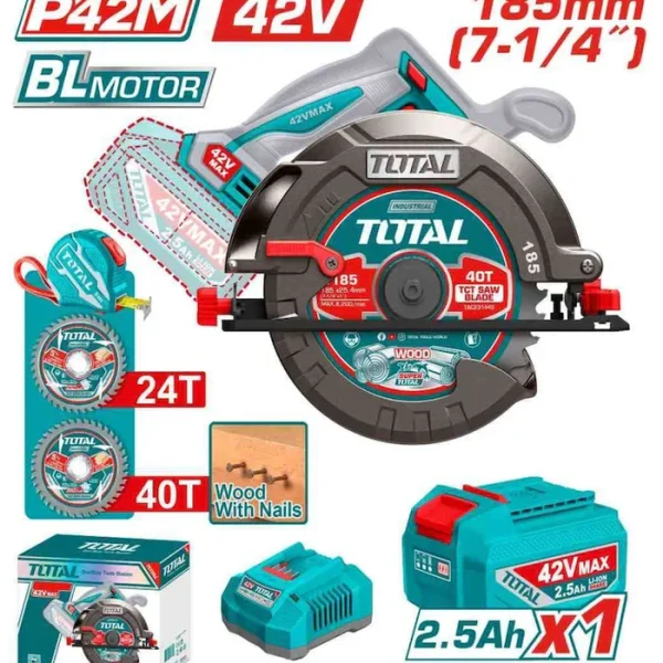 Scie circulaire sans fil 42 V TSLI4218511 185 mm, moteur