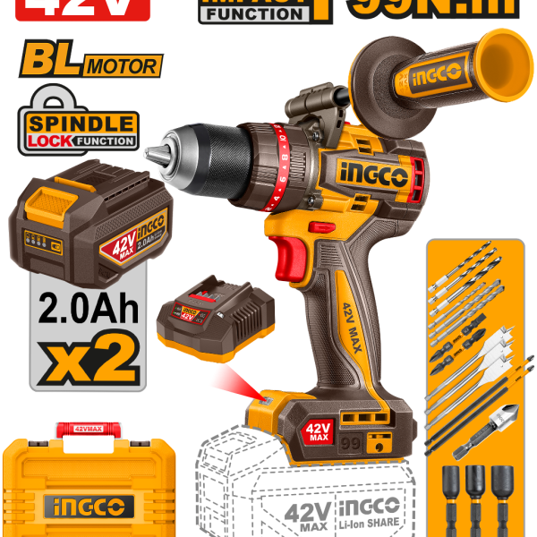 Perceuse-visseuse 42v+2 Batteries 99NM Balais