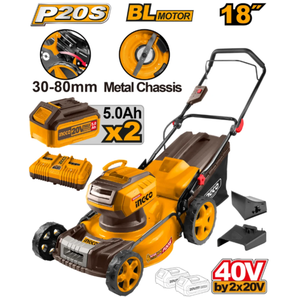 Tondeuse 40V 2 Batteries 5AH 460MM 60L