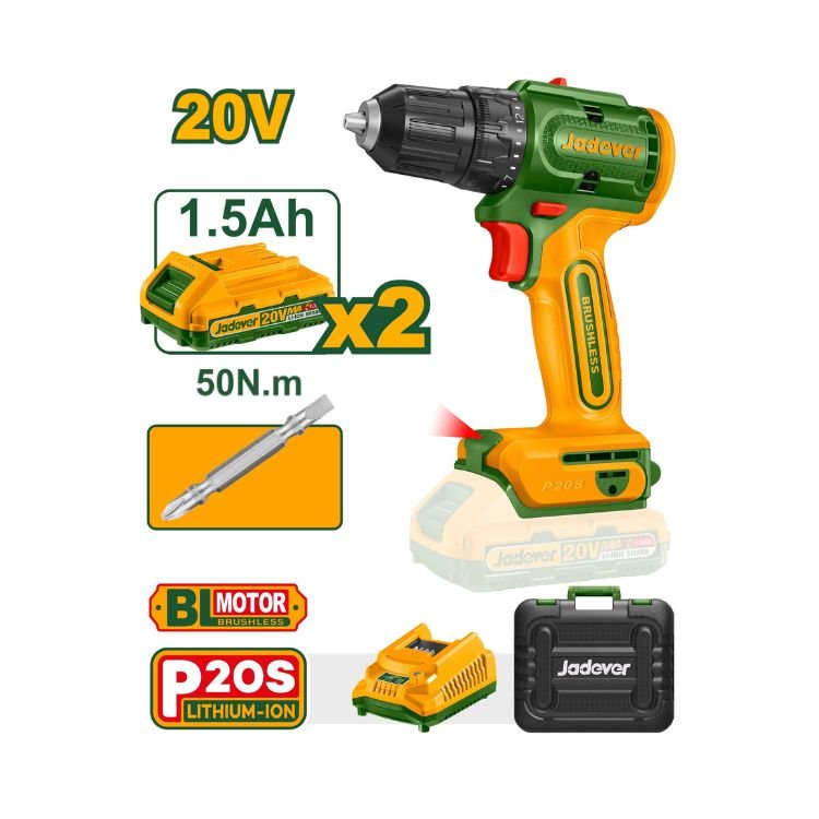 jdcdp552-visseuse Perceuse sans fil brushless 20V 2 bat JDCDP552