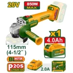 Meuleuse d’angle 20V 115mm + 1Batt 4,0Ah avec Chargeur