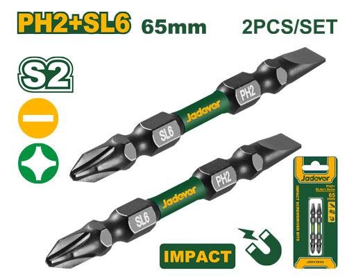 set de 2 embouts ph2+sl x65mm